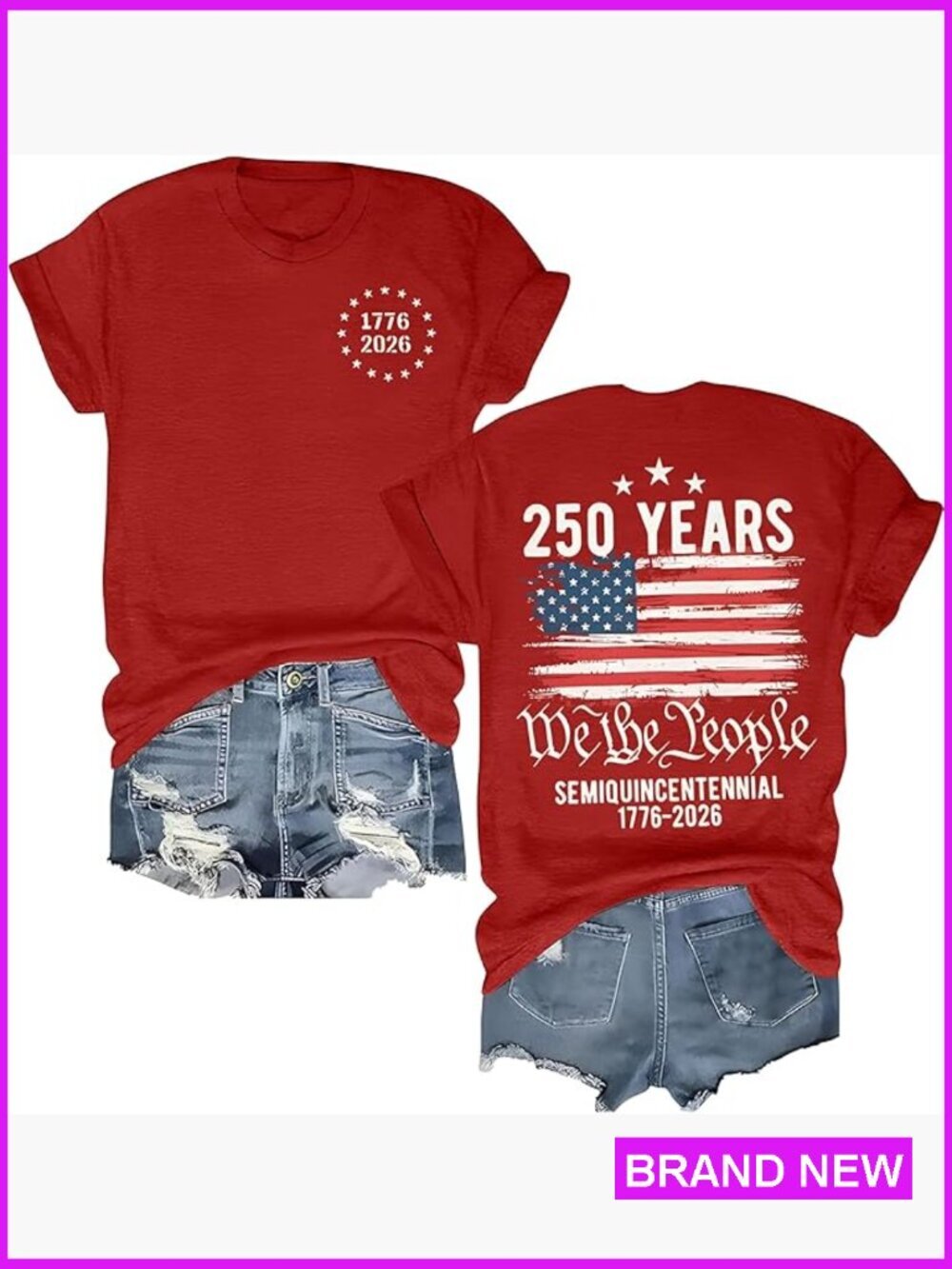 Patriotic 1776 Flag Graphic T-Shirt Distressed Vintage Crew Neck Pullover